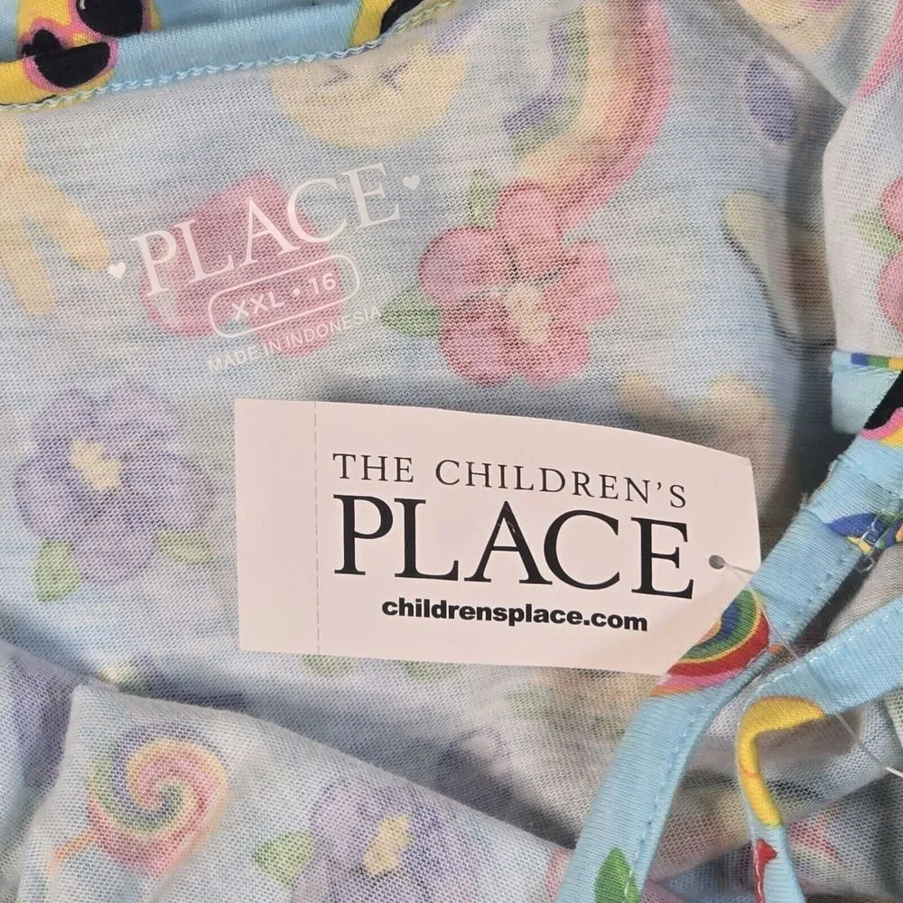 The Childrens Place Romper Kids XXL 16 Blue‎ Emoji Rainbow Cactus Kidcore Summer